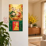 Lịch gỗ Gia Đình Dê – Phát Tài Phát Lộc - Chibi gia đình 30x60cm - LGV27T3-GDD-04 – ảnh 2