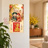Lịch gỗ Gia Đình Dê – Xuân Vui Sum Vầy - Chibi gia đình 30x60cm - LGV27T3-GDD-01 – ảnh 2