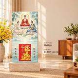 Lịch gỗ Tây Phương Tam Thánh - Đồ họa 30x60cm - PG27-11 – ảnh 1