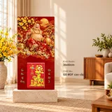 Lịch gỗ Di Lặc – Vạn Phúc An Khang - Đỏ son – Vàng kim 30x60cm - PG27-21 – ảnh 1