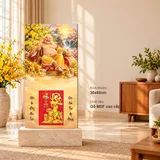 Lịch gỗ Di Lặc Hoan Hỷ Đón Xuân - Đồ họa 30x60cm - PG27-19 – ảnh 1
