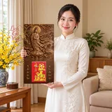 Lịch gỗ Quan Âm Bạch Y Trên Sen - Walnut 3D 30x60cm - PG27-16 – ảnh 3