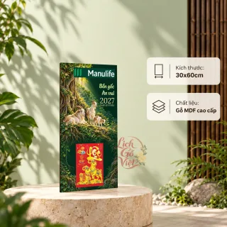 Lịch gỗ bảo hiểm nhân thọ Manulife 2027 30x60cm - LGV27T3-MANU