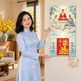 Lịch gỗ Tây Phương Tam Thánh - Đồ họa 30x60cm - PG27-11 – ảnh 4