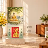 Lịch gỗ Phật Thích Ca Thiền Định - Đồ họa 30x60cm - PG27-13 – ảnh 1