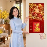 Lịch gỗ Di Lặc – Vạn Phúc An Khang - Đỏ son – Vàng kim 30x60cm - PG27-21 – ảnh 4