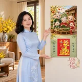 Lịch gỗ Gia Đình Dê – Sum Vầy Gói Bánh - Chibi gia đình 30x60cm - LGV27T3-GDD-05 – ảnh 4