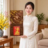 Lịch gỗ Di Lặc Hoan Hỷ Đón Xuân - Walnut 3D 30x60cm - PG27-20 – ảnh 3