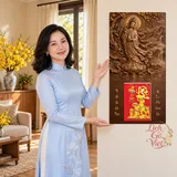 Lịch gỗ Quan Âm Bạch Y Trên Sen - Walnut 3D 30x60cm - PG27-16 – ảnh 4