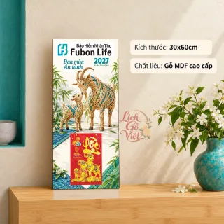 Lịch gỗ bảo hiểm nhân thọ Fubon Life 2027 30x60cm - LGV27T3-FUBON