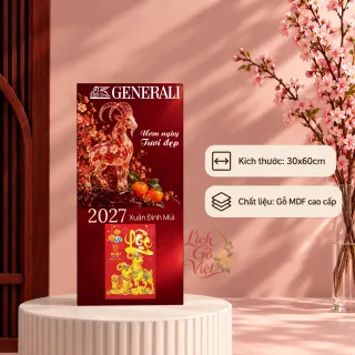 Lịch gỗ bảo hiểm nhân thọ Generali 2027 30x60cm - LGV27T3-GENERALI