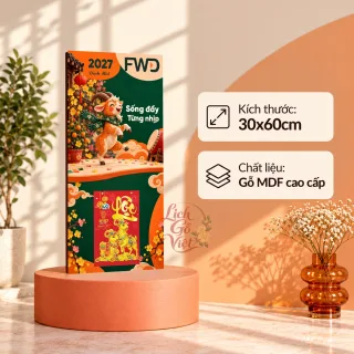 Lịch gỗ bảo hiểm nhân thọ FWD 2027 30x60cm - LGV27T3-FWD