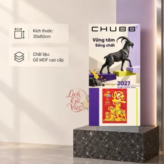 Lịch gỗ bảo hiểm nhân thọ Chubb Life 2027 30x60cm - LGV27T3-CHUBBLIFE
