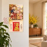 Lịch gỗ Gia Đình Dê – Mừng Tuổi Ông Bà - Chibi gia đình 30x60cm - LGV27T3-GDD-03 – ảnh 2