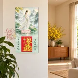 Lịch gỗ Quan Âm Bạch Y Trên Sen - Đồ họa 30x60cm - PG27-15 – ảnh 2