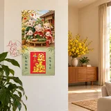 Lịch gỗ Gia Đình Dê – Sum Vầy Gói Bánh - Chibi gia đình 30x60cm - LGV27T3-GDD-05 – ảnh 2