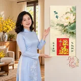Lịch gỗ Hoa Sen – Tâm An - Kem – Xanh ngọc 30x60cm - PG27-26 – ảnh 4