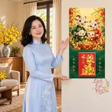 Lịch gỗ Gia Đình Dê – Phát Tài Phát Lộc - Chibi gia đình 30x60cm - LGV27T3-GDD-04 – ảnh 4