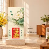 Lịch gỗ Hoa Sen – Tâm An - Kem – Xanh ngọc 30x60cm - PG27-26 – ảnh 1