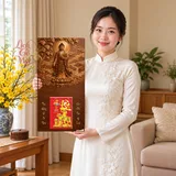 Lịch gỗ A Di Đà Tiếp Dẫn - Walnut 3D 30x60cm - PG27-18 – ảnh 3