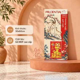 Lịch gỗ bảo hiểm nhân thọ Prudential 2027 30x60cm - LGV27T3-PRU