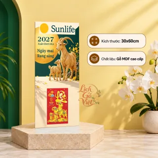 Lịch gỗ bảo hiểm nhân thọ Sunlife 2027 30x60cm - LGV27T3-SUNLIFE