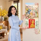 Lịch gỗ Gia Đình Dê – Hạnh Phúc Chào Xuân - Chibi gia đình 30x60cm - LGV27T3-GDD-02 – ảnh 4
