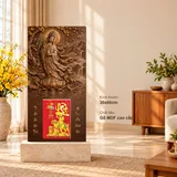 Lịch gỗ Quan Âm Bạch Y Trên Sen - Walnut 3D 30x60cm - PG27-16 – ảnh 1
