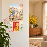 Lịch gỗ Gia Đình Dê – Hạnh Phúc Chào Xuân - Chibi gia đình 30x60cm - LGV27T3-GDD-02 – ảnh 2