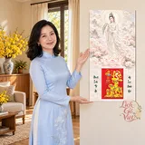 Lịch gỗ Quan Âm – Bạch Liên Từ Bi - Trắng ngọc – Sen hồng 30x60cm - PG27-22 – ảnh 4