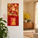 Lịch gỗ Di Lặc – Vạn Phúc An Khang - Đỏ son – Vàng kim 30x60cm - PG27-21 – ảnh 2