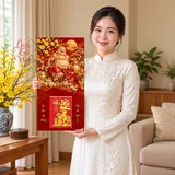 Lịch gỗ Di Lặc – Vạn Phúc An Khang - Đỏ son – Vàng kim 30x60cm - PG27-21 – ảnh 3