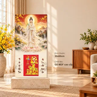 Lịch gỗ Quan Âm - Đồ họa 30x60cm - PG27-01