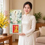 Lịch gỗ Quan Âm Bạch Y Trên Sen - Đồ họa 30x60cm - PG27-15 – ảnh 3