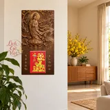 Lịch gỗ Quan Âm Bạch Y Trên Sen - Walnut 3D 30x60cm - PG27-16 – ảnh 2