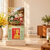 Lịch gỗ Gia Đình Dê – Sum Vầy Gói Bánh - Chibi gia đình 30x60cm - LGV27T3-GDD-05 – ảnh 1
