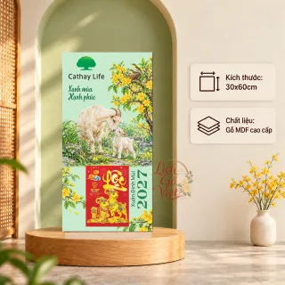 Lịch gỗ bảo hiểm nhân thọ Cathay Life 2027 30x60cm - LGV27T3-CATHAY