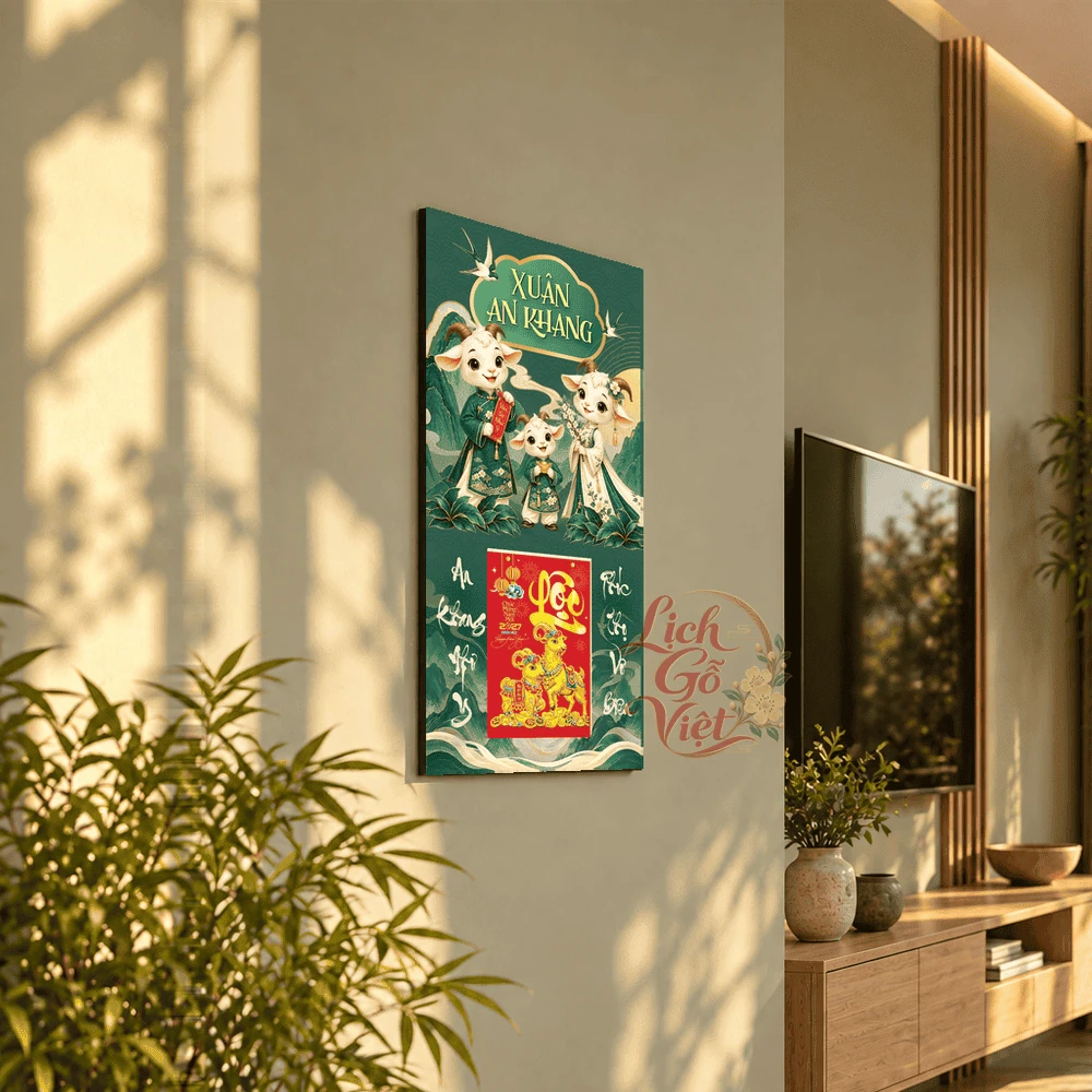 Lịch gỗ tráng gương 2027 30×60 cm Xuân An Khang LGV27T3-12 — ảnh 3