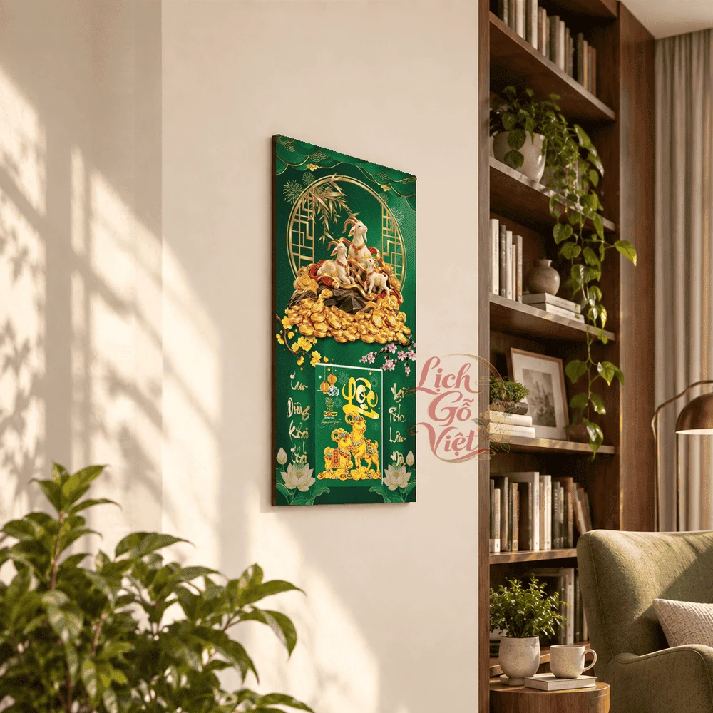 Lịch gỗ tráng gương 2027 30×60 cm Tam Dương Tài Lộc LGV27T3-17 — ảnh 3