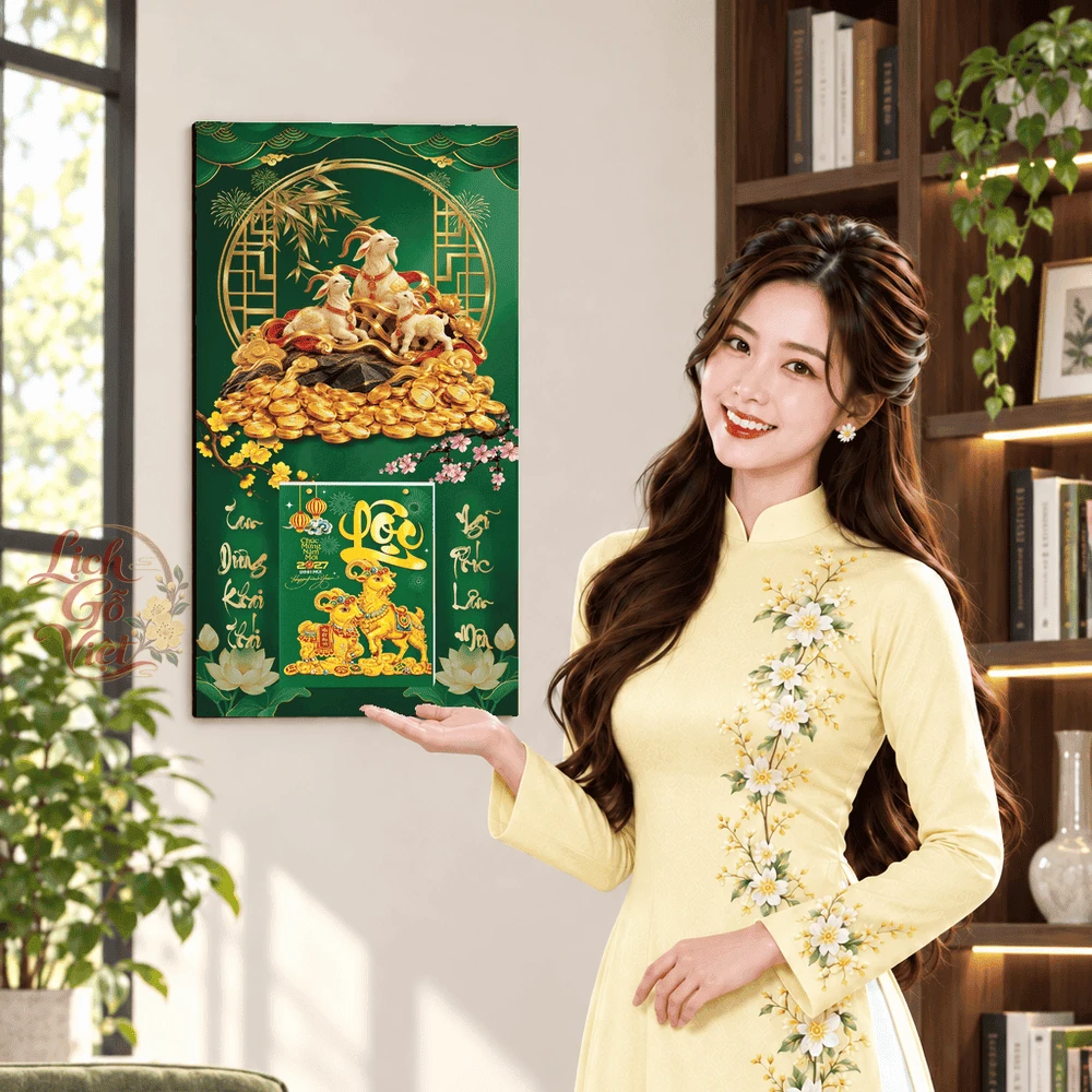 Lịch gỗ tráng gương 2027 30×60 cm Tam Dương Tài Lộc LGV27T3-17 — ảnh 5