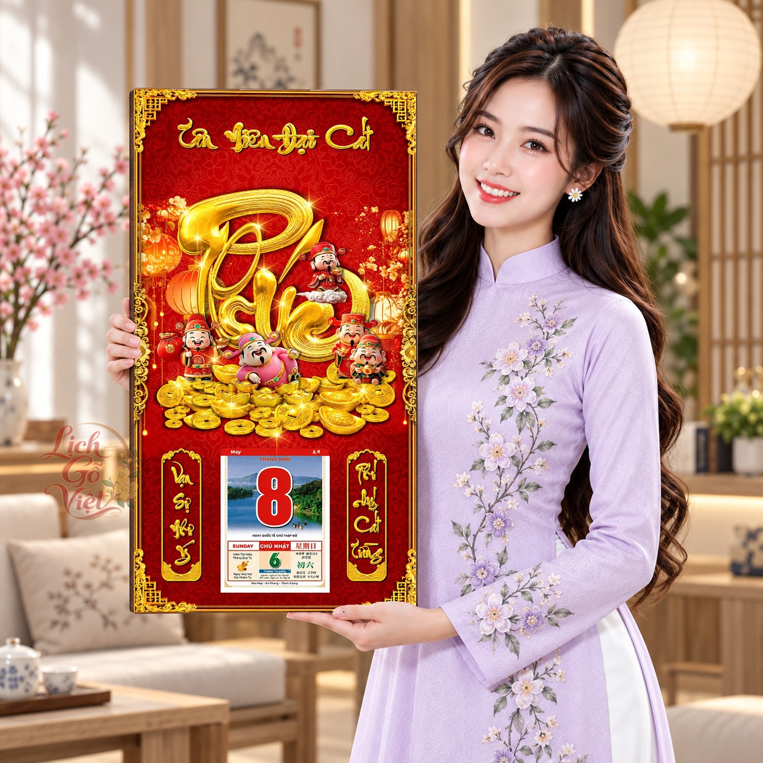 Lịch gỗ treo tường Phúc Đến Nhà 39×79 cm – LGV27AK-103 — ảnh 4