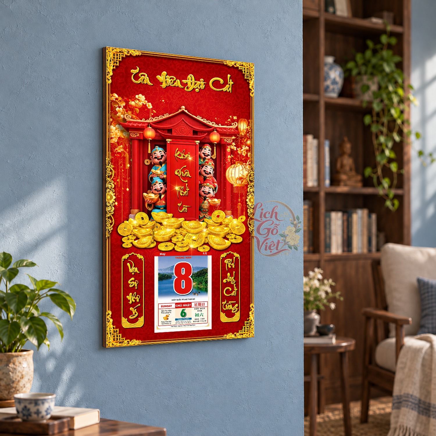 Lịch gỗ treo tường Xuân Về Trước Ngõ 39×79 cm – LGV27AK-99 — ảnh 3