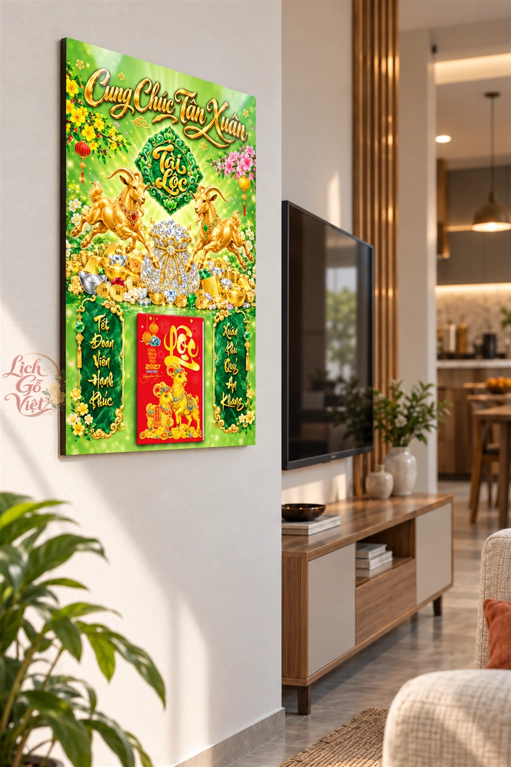 Lịch gỗ tráng gương 40x60cm Song Dương Phú Quý LGV27T4-04 — ảnh 3