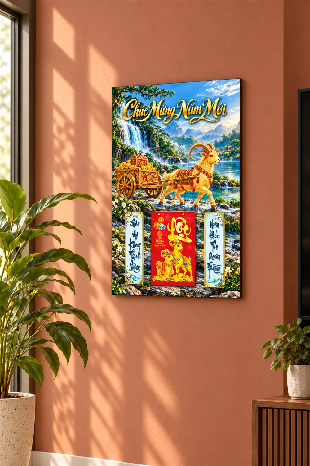 Lịch gỗ tráng gương 40x60cm Kim Dương Tài Lộc LGV27T4-01 — ảnh 2