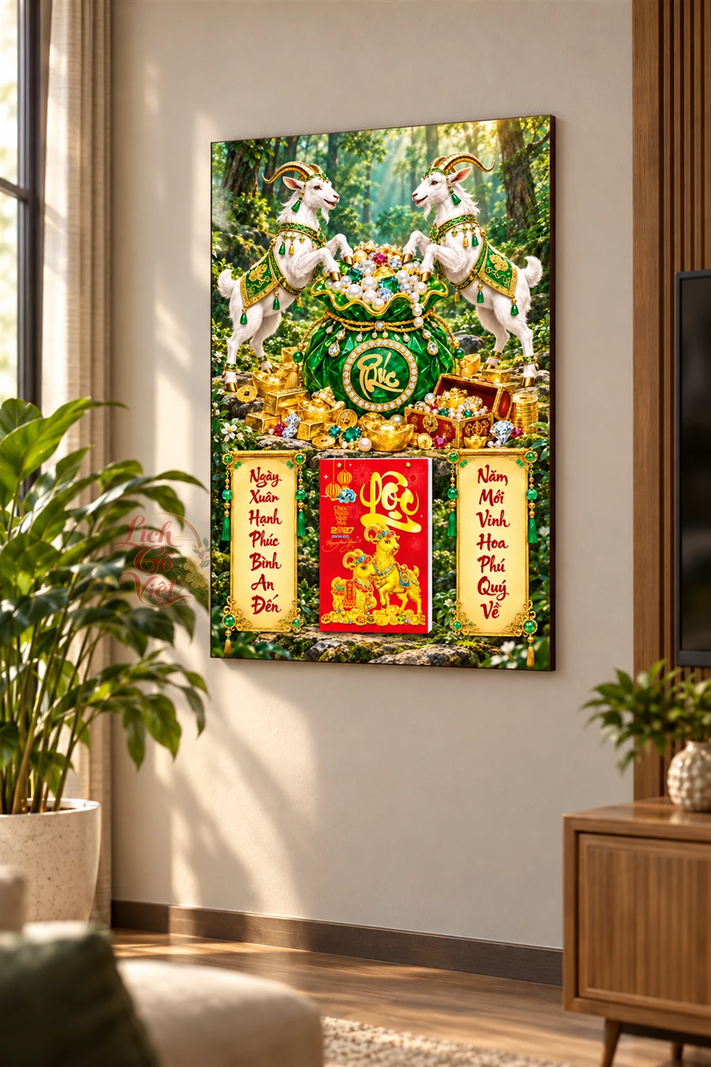 Lịch gỗ tráng gương 40x60cm Song Dương Phúc Lộc LGV27T4-07 — ảnh 2