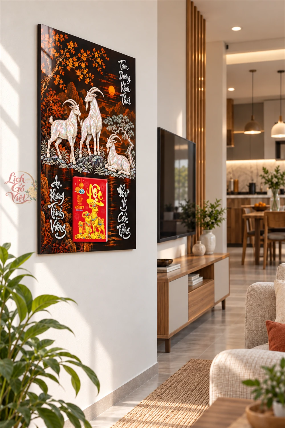 Lịch gỗ tráng gương 40x60cm Tam Dương Khai Thái LGV27T4-10 — ảnh 3