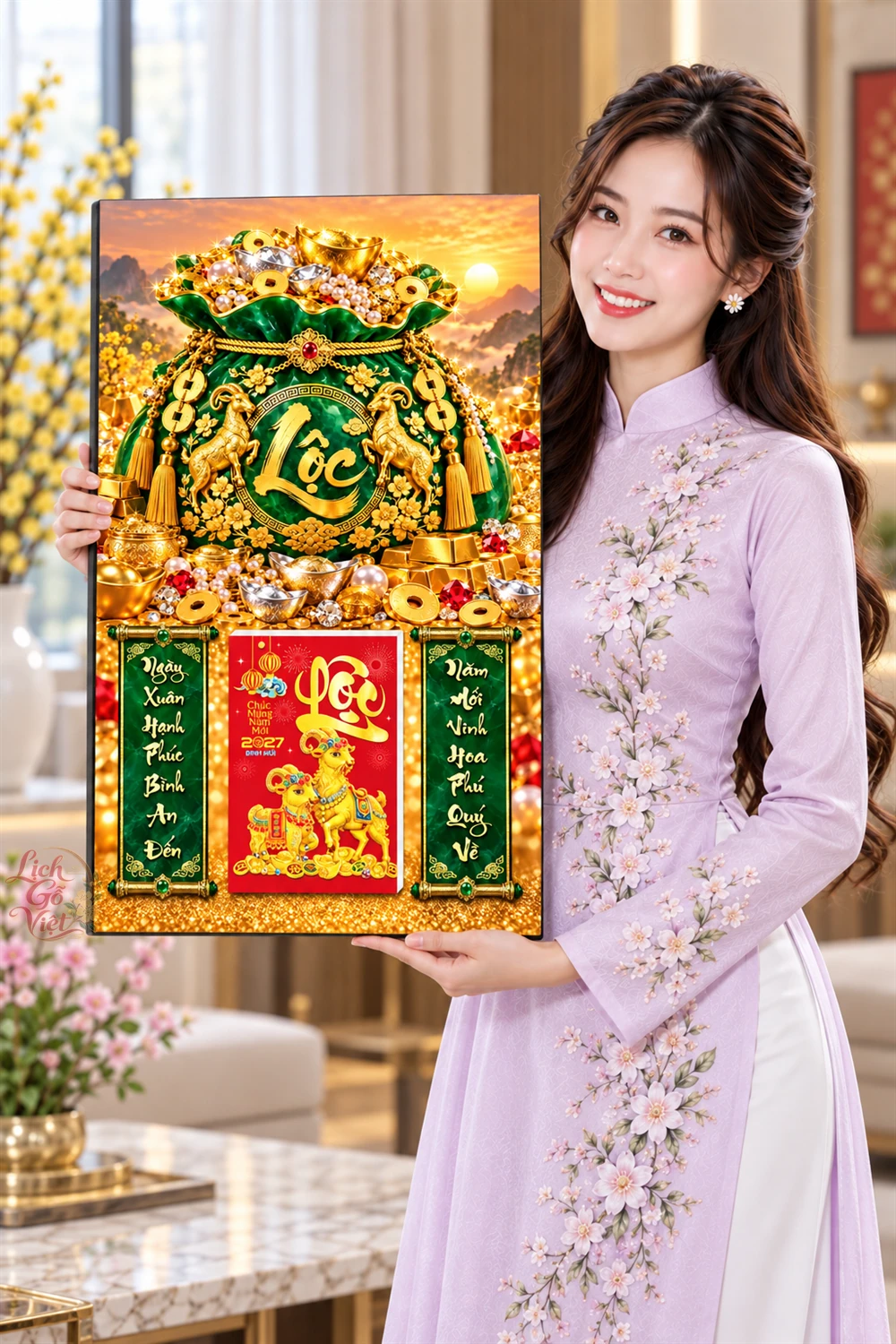 Lịch gỗ tráng gương 40x60cm Ngọc Lộc Phú Quý LGV27T4-14 — ảnh 4