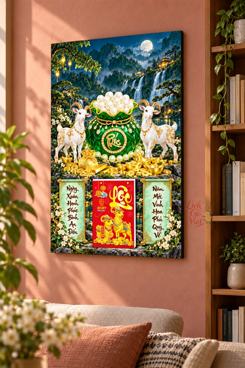 Lịch gỗ tráng gương 40x60cm Song Dương Ngọc Phúc LGV27T4-15 — ảnh 2