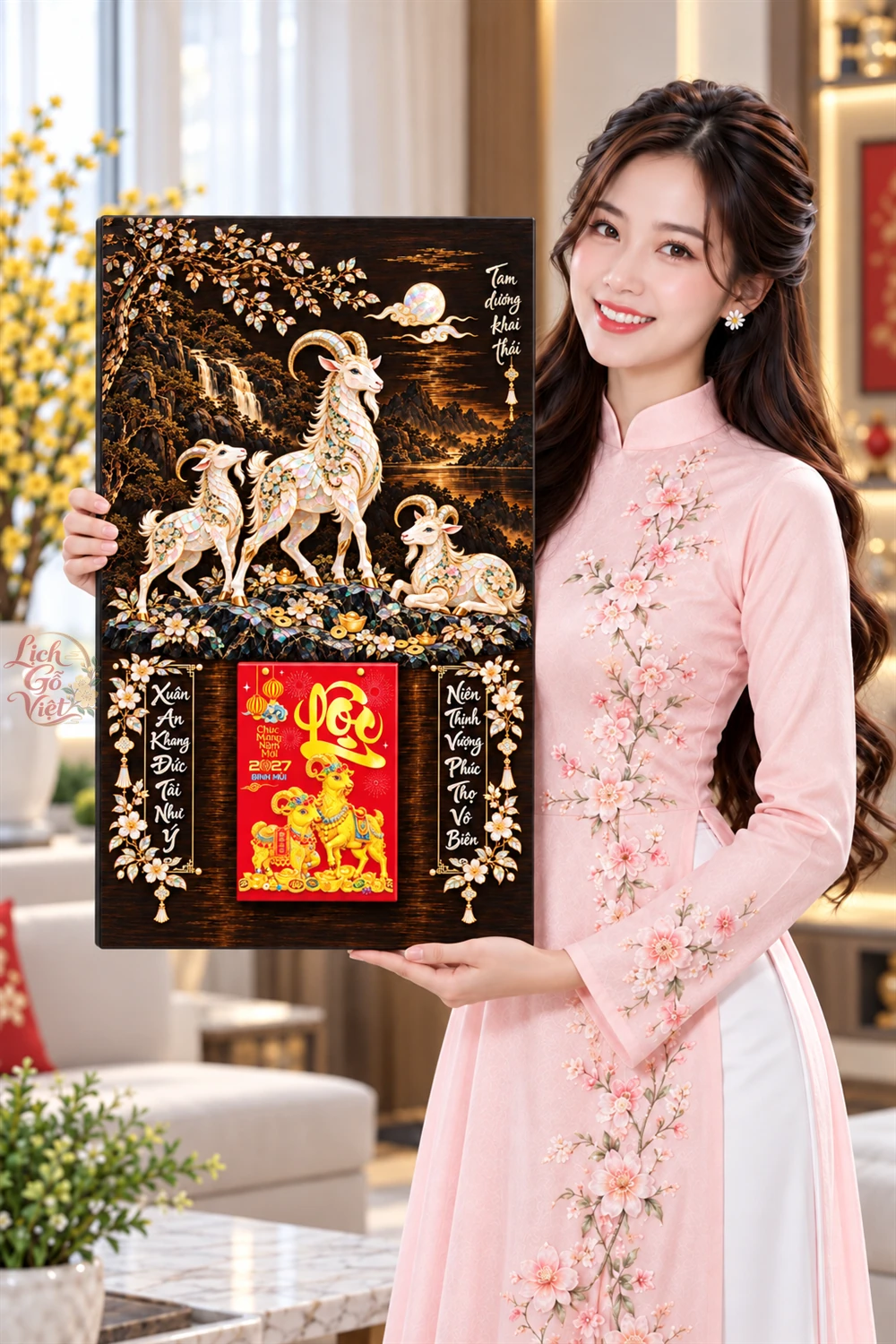 Lịch gỗ tráng gương 40x60cm Tam Dương Ngọc Xuân LGV27T4-23 — ảnh 4
