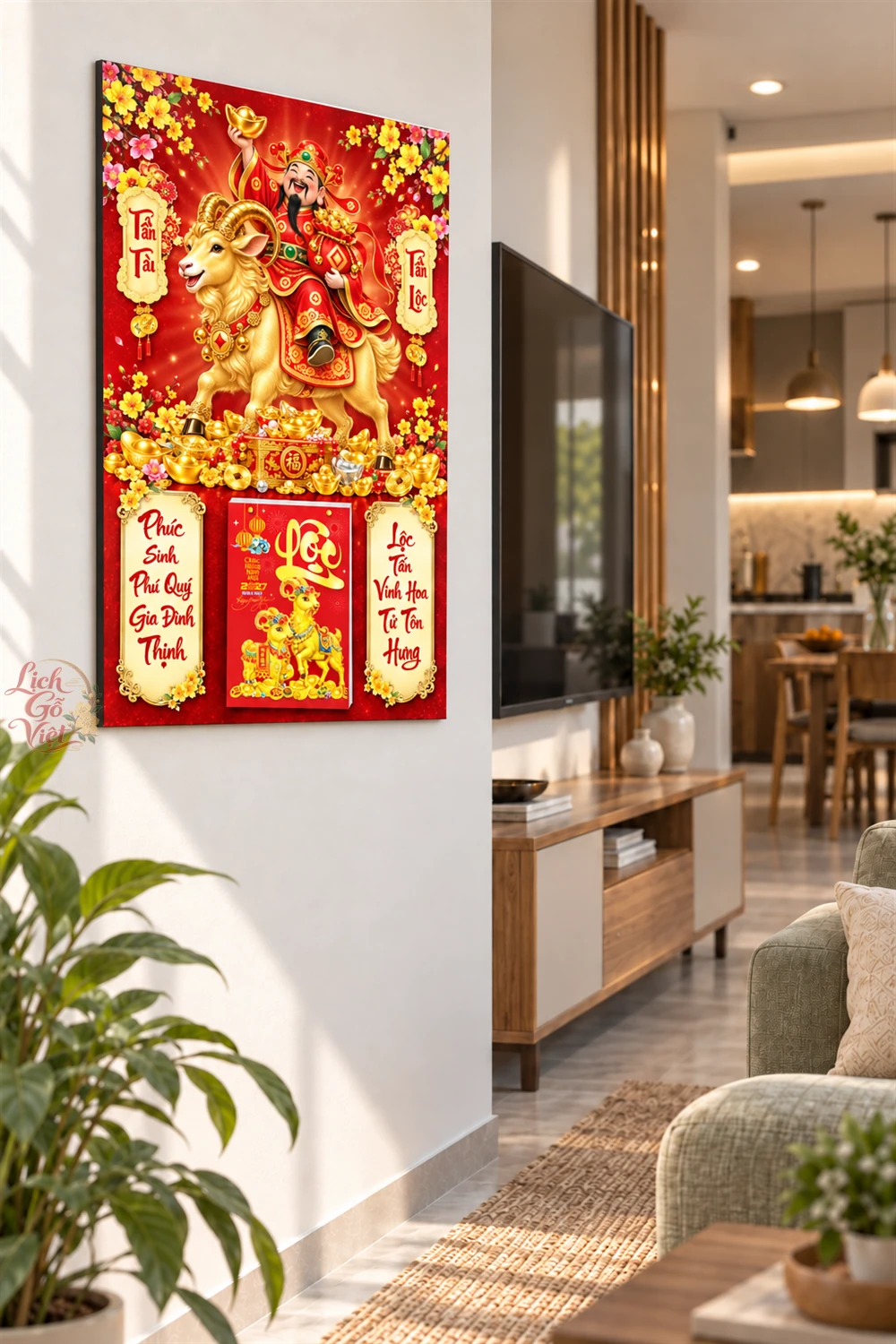 Lịch gỗ tráng gương 40x60cm Kim Dương Tấn Lộc LGV27T4-25 — ảnh 3
